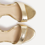 Trance Gold Faux Leather Block Heels