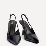 Una Black Lycra Sling Back Court Heels