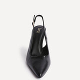 Una Black Lycra Sling Back Court Heels