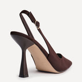 Una Brown Lycra Sling Back Court Heels