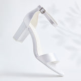 Unite Bridal Ivory Satin Heeled Sandals