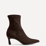 Upgrade Brown Faux Suede Kitten Heel Sock Boots