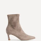 Upgrade Mocha Faux Suede Kitten Heel Sock Boots