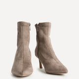 Upgrade Mocha Faux Suede Kitten Heel Sock Boots