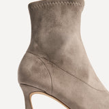 Upgrade Mocha Faux Suede Kitten Heel Sock Boots