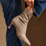 Upgrade Mocha Faux Suede Kitten Heel Sock Boots