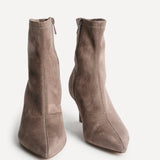 Upgrade Mocha Faux Suede Kitten Heel Sock Boots