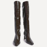 Uptown Brown Croc Long Boots
