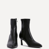 Upgrade Black Faux Leather Kitten Heel Sock Boots