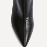 Upgrade Black Faux Leather Kitten Heel Sock Boots