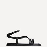 Valor Black Strappy Flat Sandals