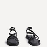 Valor Black Strappy Flat Sandals