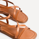 Valor Tan Strappy Flat Sandals