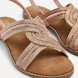 Vasvi Rose Gold Knitted Sandals
