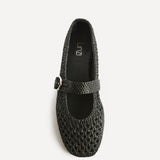 Verona Black Handwoven Mary Jane Pumps