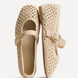 Verona Beige Handwoven Mary Jane Pumps