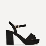Verony Black Suede Platform Block Heels