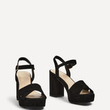 Verony Black Suede Platform Block Heels
