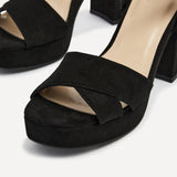 Verony Black Suede Platform Block Heels