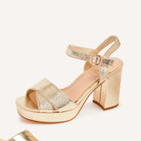 Verony Gold Platform Block Heels