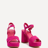 Verony Fuchsia Suede Platform Block Heels