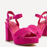 Verony Fuchsia Suede Platform Block Heels