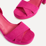 Verony Fuchsia Suede Platform Block Heels