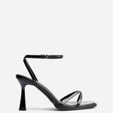 Verve Black Faux Leather Crossover Stiletto Heel