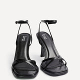 Verve Black Faux Leather Crossover Stiletto Heel