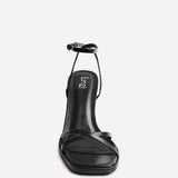Verve Black Faux Leather Crossover Stiletto Heel