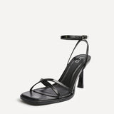 Verve Black Faux Leather Crossover Stiletto Heel