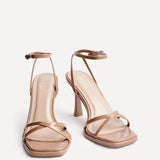 Verve Tan Faux Leather Crossover Stiletto Heel