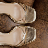 Verve Gold Faux Leather Crossover Stiletto Heel
