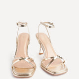 Verve Gold Faux Leather Crossover Stiletto Heel