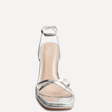 Verve Silver Faux Leather Crossover Stiletto Heel