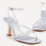 Vesper Silver Strappy Heels