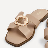 Vida Mocha & Gold Flat Sandals