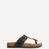 View Black Soft Footbed Flat Sandals