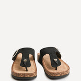 View Black Soft Footbed Flat Sandals