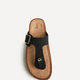 View Black Soft Footbed Flat Sandals