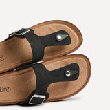 View Black Soft Footbed Flat Sandals