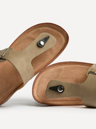 View Taupe Soft Footbed Flat Sandals