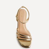 Virtue Gold Faux Leather Espadrille Wedge