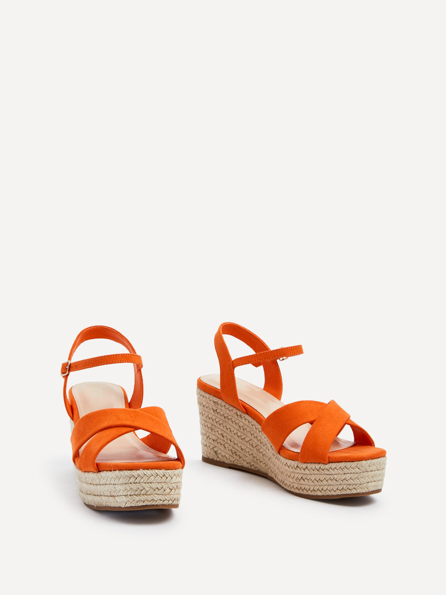 Orange Faux Suede Crossover Rope Detail Wedge – Linzi