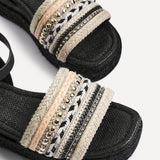 Vista Black Espadrille Flatform Sandals