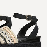 Vista Black Espadrille Flatform Sandals