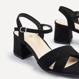 Vivian Wide Fit Black Block Heel Sandals