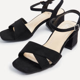 Vivian Wide Fit Black Block Heel Sandals