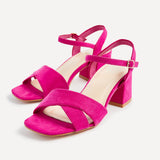 Vivian Wide Fit Pink Block Heel Sandals