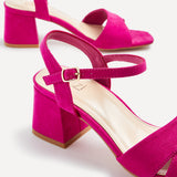 Vivian Wide Fit Pink Block Heel Sandals